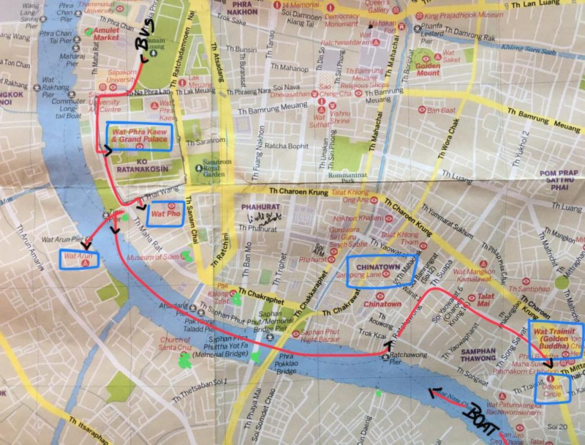 バンコクの旧市街地図 バンコクの旧市街地図 タイ