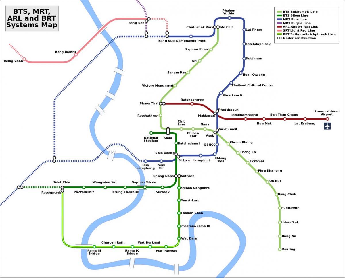 bts列車のバンコクの地図