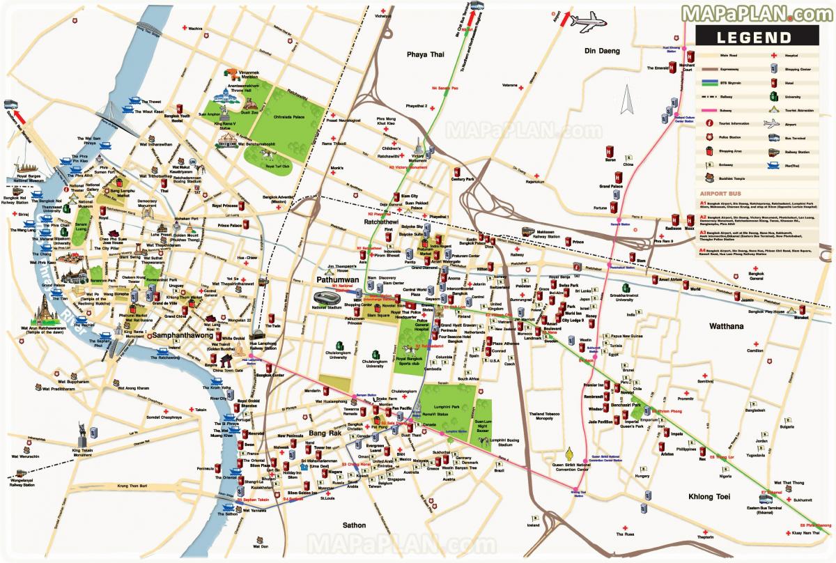 バンコクの主な観光地図