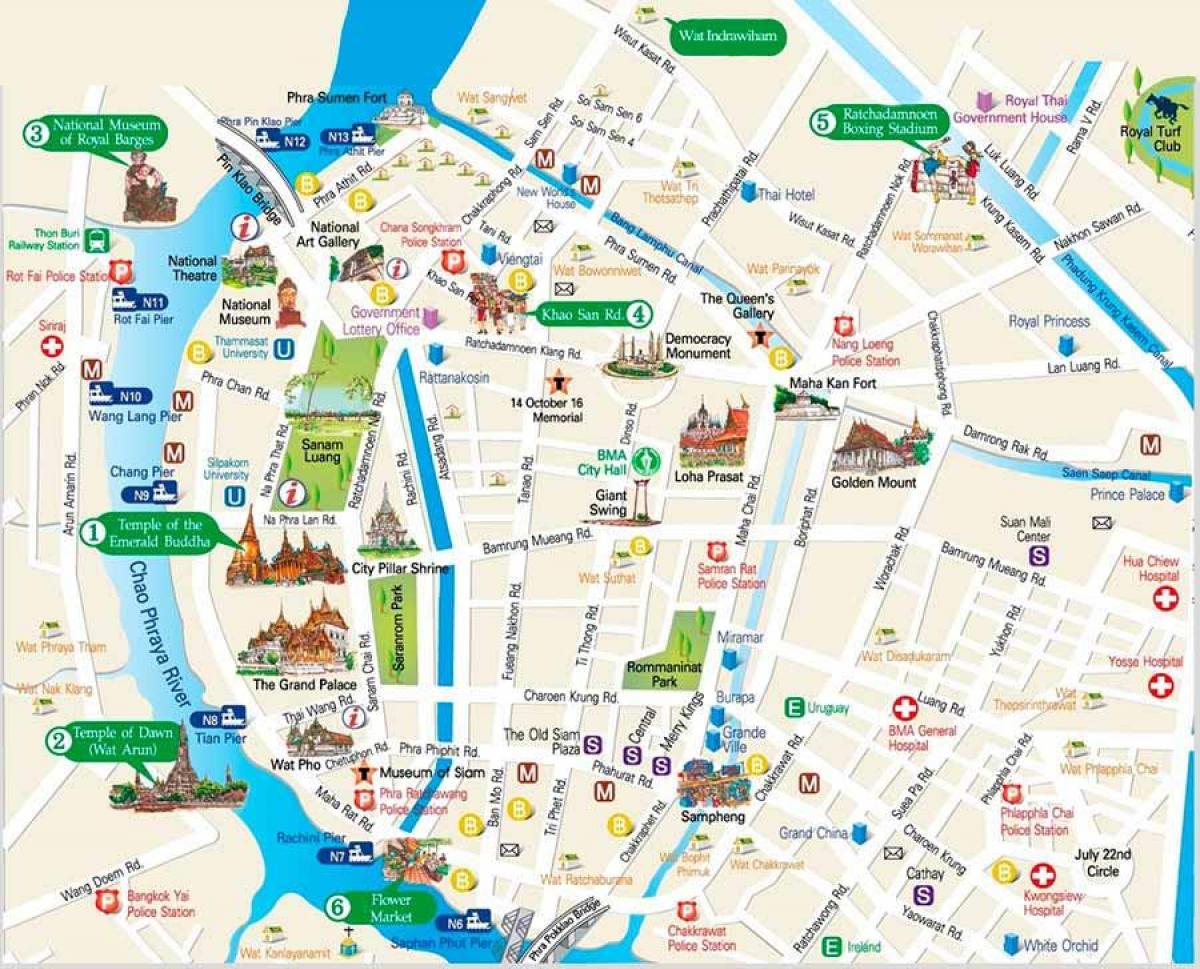 バンコクに訪れる地図