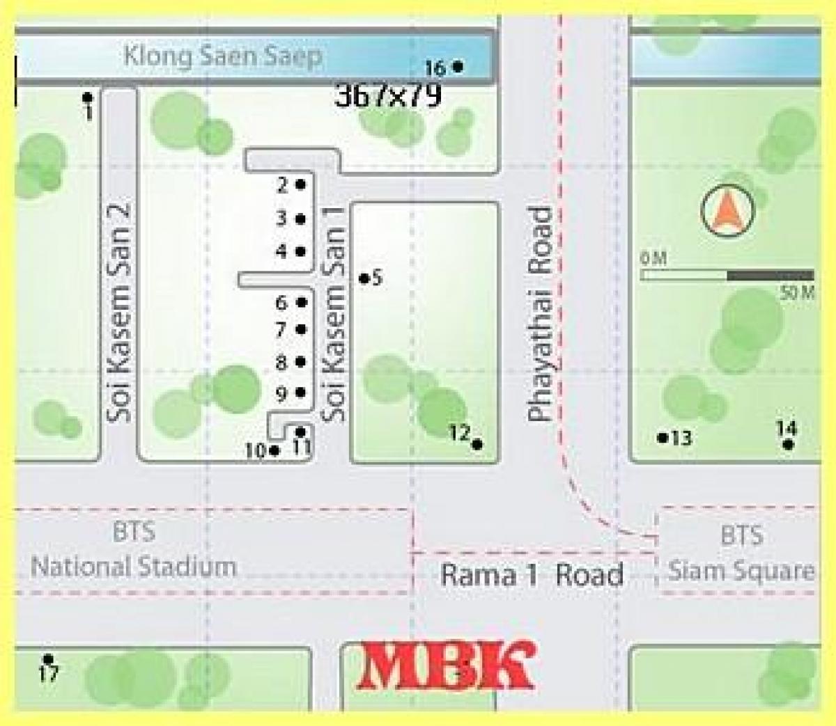 マーチャント-バンカーズショッピングモールのバンコク地図
