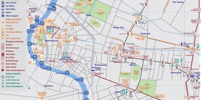 地図の中央バンコク