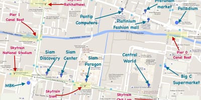 地図のバンコク市場
