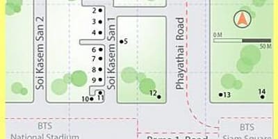 マーチャント-バンカーズショッピングモールのバンコク地図
